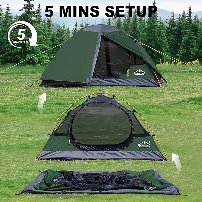 2 Person Backpacking Tent, Waterproof Windproof Two Person Tent, Lightweight Easy Setup 2 Man Tent for Camping Hiking Cycling