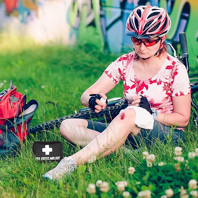 M2 BASICS All-Purpose 150 Piece First Aid Kit | Car, Travel, Home, Hiking, Camping, Survival | Small Emergency Kit, Medical Kit