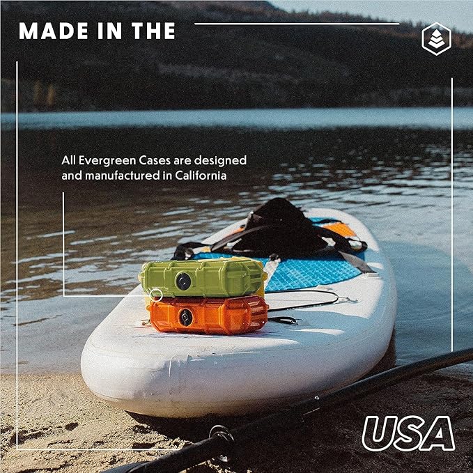 Evergreen 56 Waterproof Dry Box Protective Case - Travel Safe/Mil Spec/USA Made - for Tackle Organization of Cameras, Phones, Camping, Fishing, Hiking, EDC, Water Sports, Knives (TOPO, Orange)