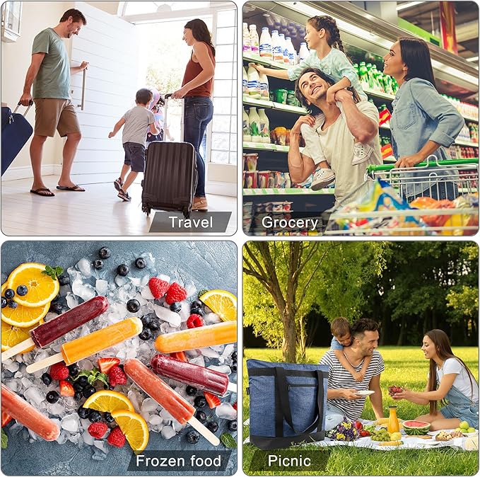 BeeGreen Insulated Cooler Bag Leakproof Freezer Shopping Tote for Groceries Thermal Food Delivery Bag