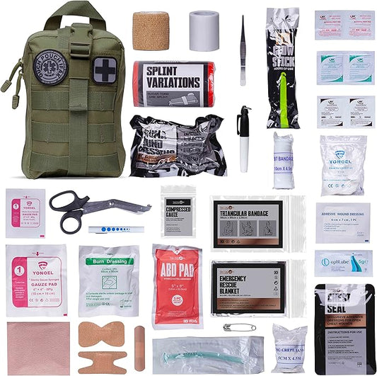 TACTICON V3 Extensive IFAK Trauma First Aid Kit | EMT Survival Med Kit | Chest Seals | Israeli Bandage | Bandages | Belt or MOLLE Attachment | Tactical Emergency Medical Pouch - OD Green