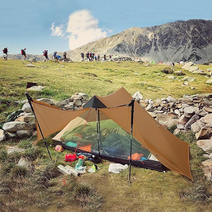 Night Cat Ultralight Tent 1 Person for Professional Backpacker Hiker 2 LBS Only Lanshan Backpacking Bivvy Ground Tent Heavy Rain Waterproof Trekking Pole Not Included