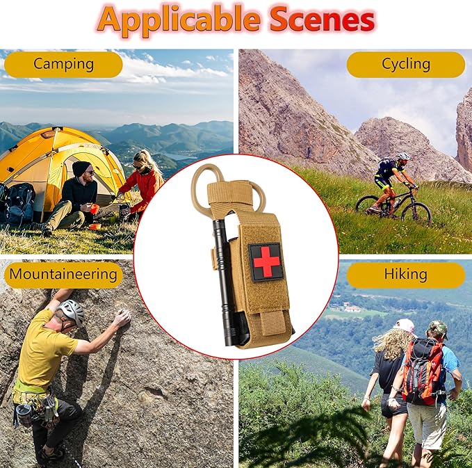 Tactical Molle Tourniquet Pouch Set with Trauma Medical Shear,Penlight,Pen,Molle Tourniquet Holder Holster Kit for Outdoor Hiking Camping Survival First Aid