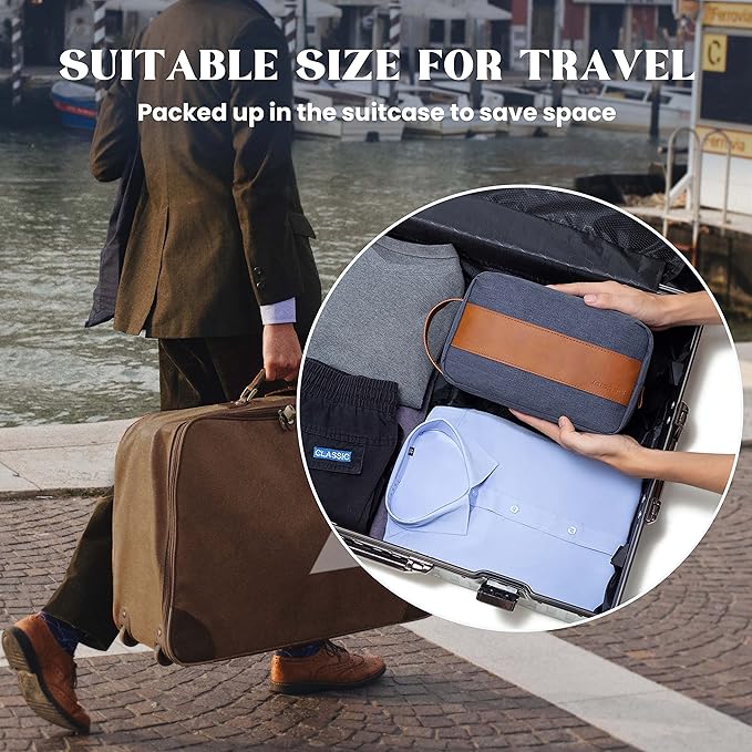 Vorspack Toiletry Bag for Men - Large Dopp Kit for Travel Water Resistant Travel Bag for Toiletries Accessories Lightweight Toiletries Bag - Blue