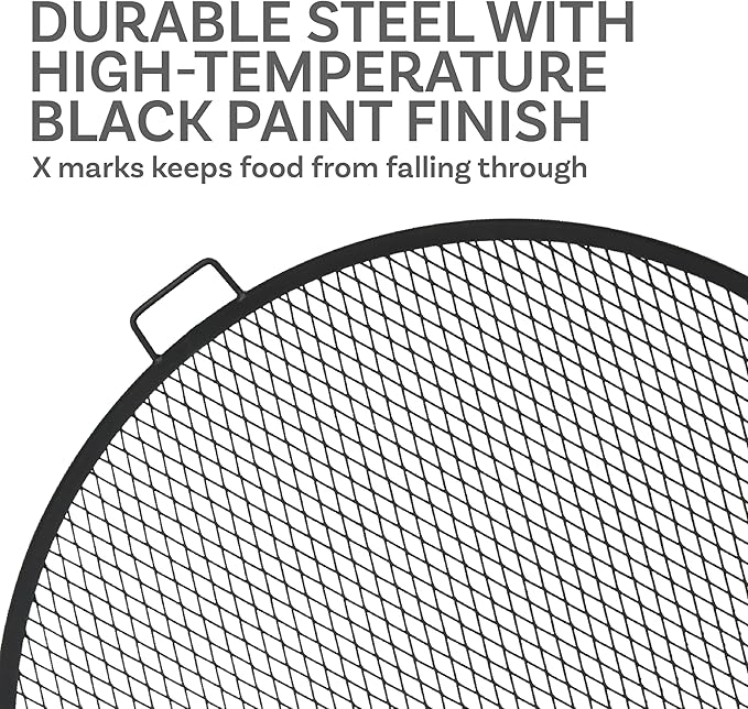 Sunnydaze Decor Fire Pit Cooking Grill, X-Marks BBQ Grate,Black,40 Inch