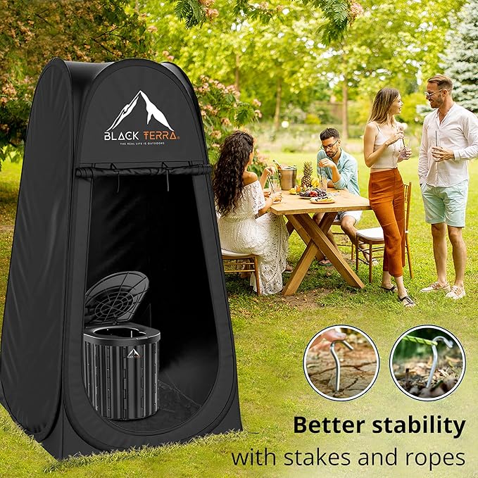 BlackTerra Portable Toilet for Adults - Portable Toilet for Camping Privacy Outdoor Bathroom Tent XL Portable Toilet Set for Adults