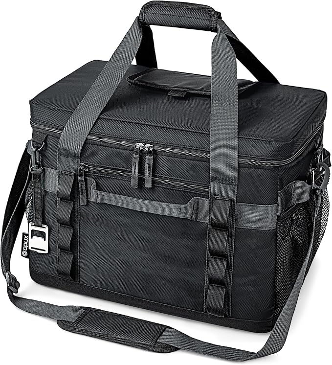 OPUX Cooler Bag, 60 Cans Insulated Soft Collapsible Portable Cooler, Soft Sided Leakproof Cooler for Beach Camping with Shoulder Strap, Ice Chest for Travel Road Trip Picnic, Black