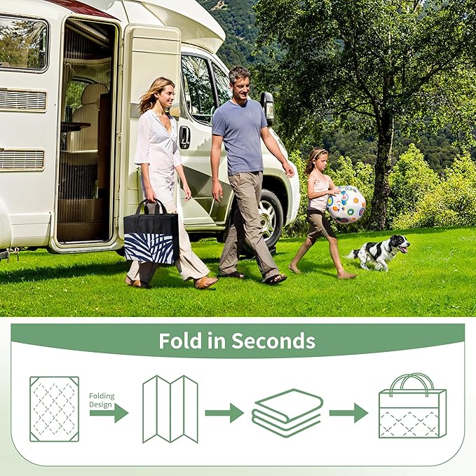 GENIMO Outdoor Rug 8' x 10' Waterproof for Patio Clearance, Reversible Plastic Straw Camping Carpet, Lightweight Mats for Rv, Backyard, Deck, Porch, Picnic, Beach, Balcony, Blue & White