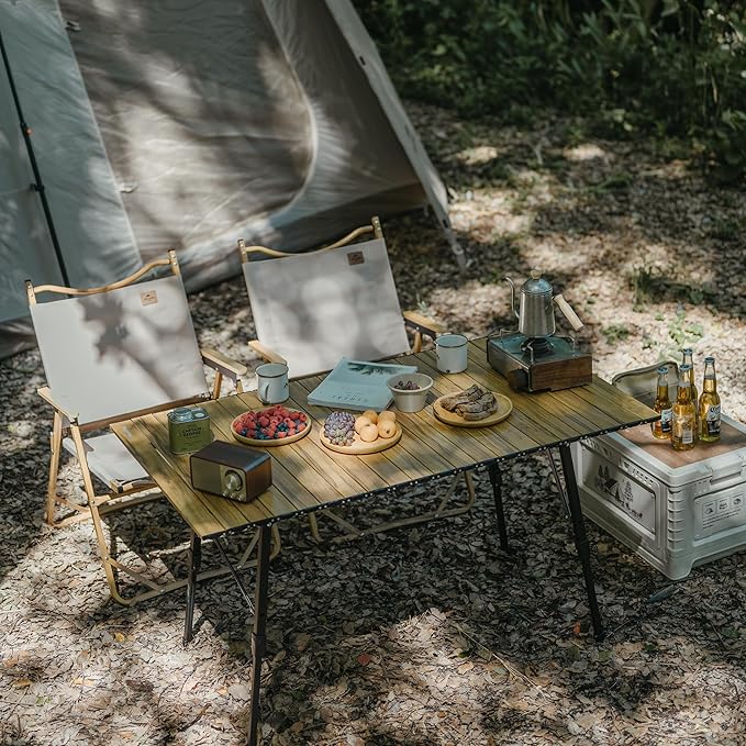 Naturehike MW03 Portable Camping Table with Adjustable Legs, Lightweight Aluminum Folding Beach Table with Carry Bag for Outdoor Cooking Picnic Beach Backyards BBQ Party