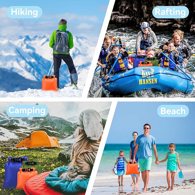 6PCS Dry Bags Waterproof, Lightweight Dry Bags for Kayaking Waterproof,Outdoor Waterproof Bag for Kayaking Hiking Boating Camping