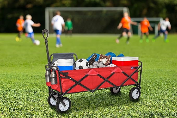Mac Sports WTCX-201 Extended Collapsible Folding Outdoor Utility Wagon, Red