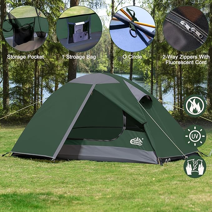 1 Person Backpacking Tent, Lightweight Compact Single Person Tent, Waterproof Windproof One Man Tent for Camping Hiking