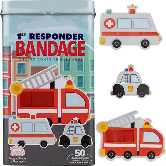 BioSwiss Bandages, First Responders Shaped Self Adhesive Bandage, Latex Free Sterile Wound Care, Fun First Aid Kit Supplies for Kids and Adults, 50 Count