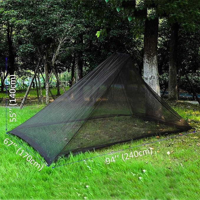 No-See-Ums Camping Mosquito Net Bed Compact and Ultra-Light for Travel,Finest Holes Mesh 2000 Noseeum Netting for Camping and Hiking, Without Sleeping Mat