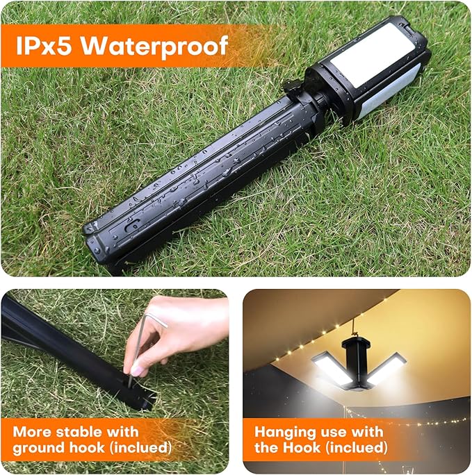 4000LM Camping Light,Rechargeable LED Work Lights with Telescopic Stand & Remote, 14000mAh Waterproof IPX5 Outdoor Lights,Emergency Lighting for Camping,Hiking,Power Outages