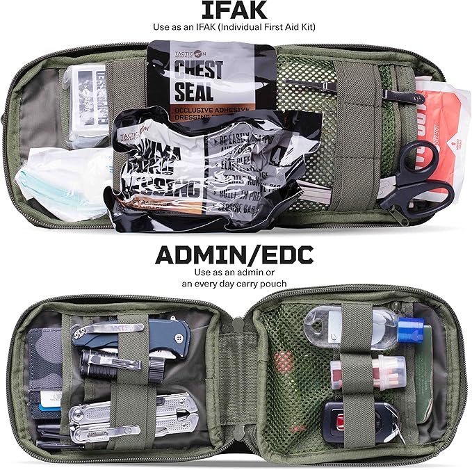 TACTICON V2 Standard IFAK Trauma First Aid Kit | EMT Survival Med Kit | Chest Seal | Israeli Bandage | Bandages | Belt or MOLLE Attach | Tactical Emergency Medical Pouch