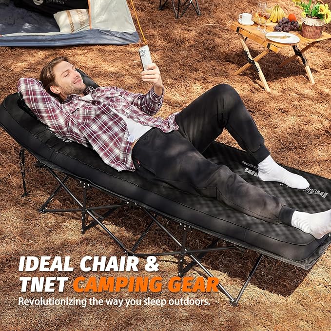 Self Inflating Sleeping Pad, 4in Ultra-Thick Foam Camping Mattress with Air Pump Sack Small Single Size, Sleeping Mats for Adults Inflatable Camping Pad, Single Bed, Travel, Car, Tent, Home, Black7