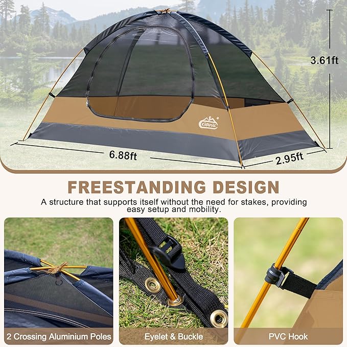 1 Person Backpacking Tent, Lightweight Compact Single Person Tent, Waterproof Windproof One Man Tent for Camping Hiking