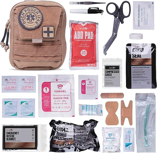TACTICON V2 Standard IFAK Trauma First Aid Kit | EMT Survival Med Kit | Chest Seal | Israeli Bandage | Bandages | Belt or MOLLE Attach | Tactical Emergency Medical Pouch