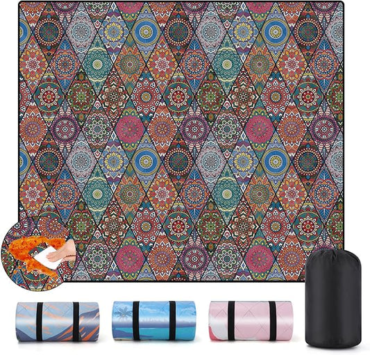 60x80'' Oversized Picnic Blanket Patios Water Proof Sandfree Lightweight Portable Beach Workout Concert Matts Festival Family Camper Trailers Items Motorhome Car Trips Stuff Gift Ideas Boho