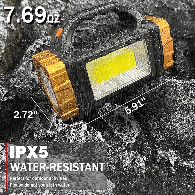 1-Pack Solar Flashlight High Lumens Rechargeable Outdoor Waterproof Spotlight LED Work Light Searchlight Lantern for Camping Emergencies