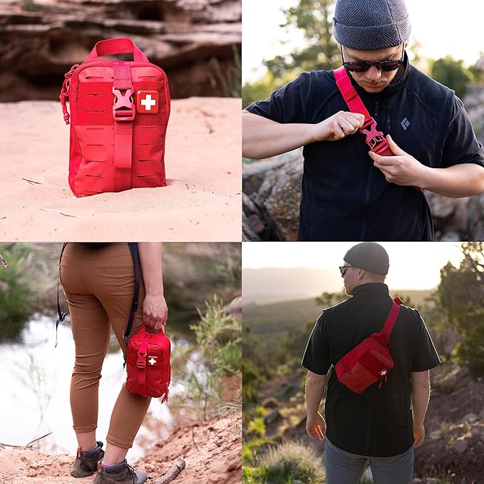 My Medic MyFak Mini First Aid Kit - Small and Lightweight for Camping Hiking and Backpacking - IFAK With 70 Items - HSA/FSA Eligible Great for Travel - Red