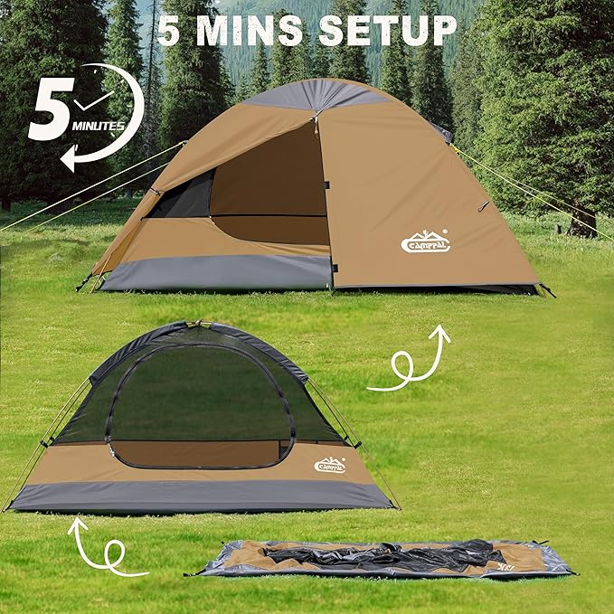 1 Person Backpacking Tent, Lightweight Compact Single Person Tent, Waterproof Windproof One Man Tent for Camping Hiking