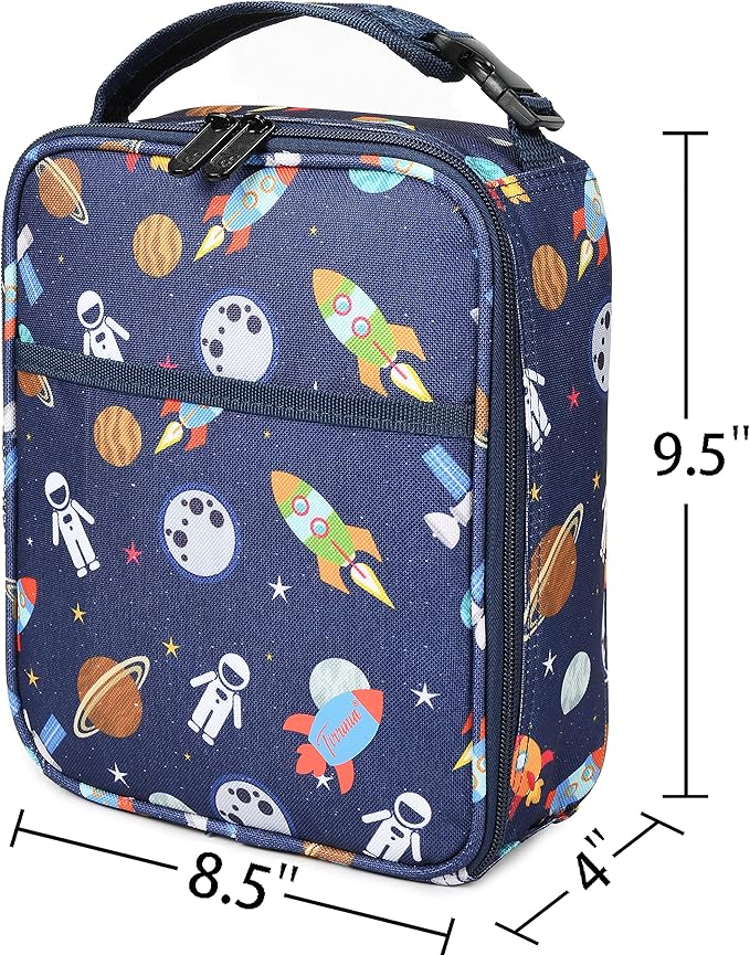 Tirrina Insulated Lunch Box for Men Women, Portable Thermal Small Lunch Bag for Office Work Picnic, Reusable Compact Lunchbox Cooler Tote for Adults, Space Pattern
