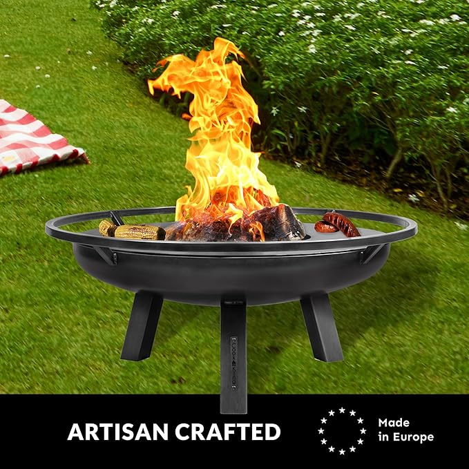 30" Round Cooking Grate, Universal Fire Pit Grill, Outdoor Campfire BBQ Grilling Mesh Grates Steel, Camping Cooking Grill and Skillet for Firepit, Burn Rack, Stove Accessories by Good Directions