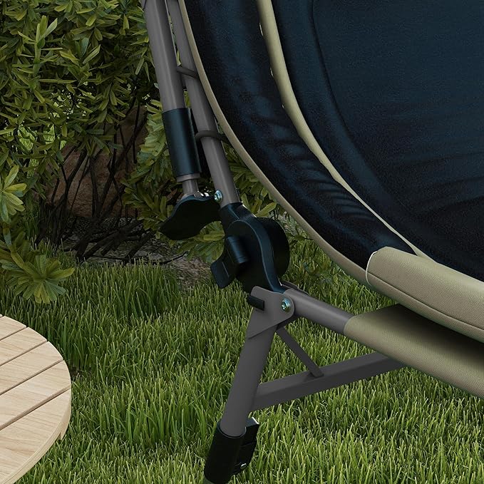 Outsunny Camping Cot for Adults, Folding Bed with Soft Padded Cushions & Headrest, 180° Adjustable Reclining Lounger, Heavy Duty and Portable with a 400 lbs. Capacity, Dark Green