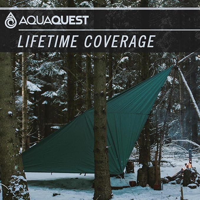 AquaQuest Guide Camping Tarp - Ultralight Tent Cover or Rain Fly - Waterproof Camping Gear Must Haves for Hiking, Hammock, Bivy & Survival