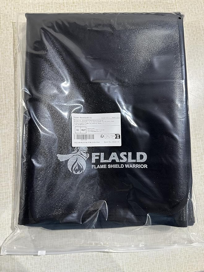 FLASLD Outdoor Under Grill BBQ Floor Mat 32 x 60 inches - Fireproof and Waterproof Protector for Decks & Patios, Reusable and Easy to Clean, Black