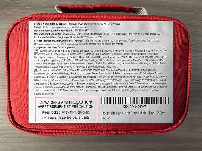 Protect Life First Aid Kit for Home/Business, HSA/FSA Eligible Emergency Kit - Medical First Aid Kit - Camping First Aid Kit Hiking - 250pcs