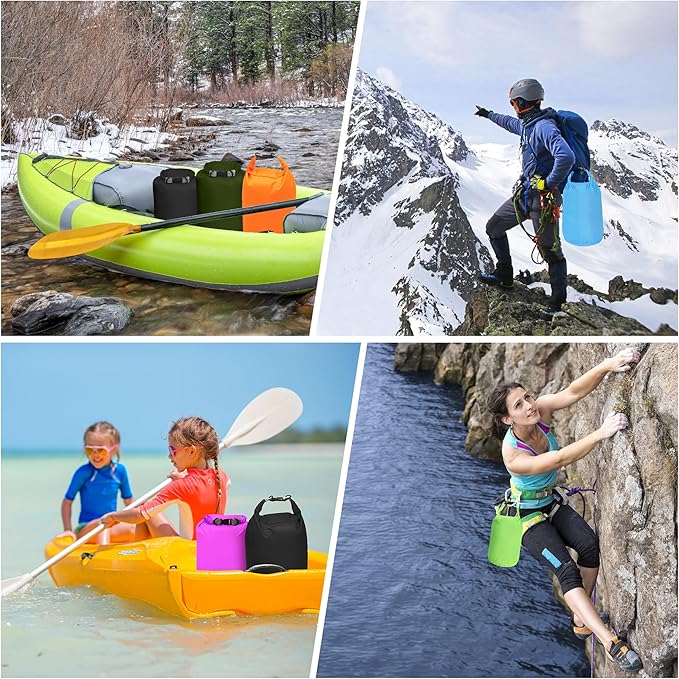 Desoto Waterproof Dry Bag 2 packs, 2L/5L/10L/20L/40L/70L Dry Sack Lightweight Portable, Dry Storage Bag to Keep Gear Dry Clean for Kayaking, Gym, Hiking, Swimming, Camping