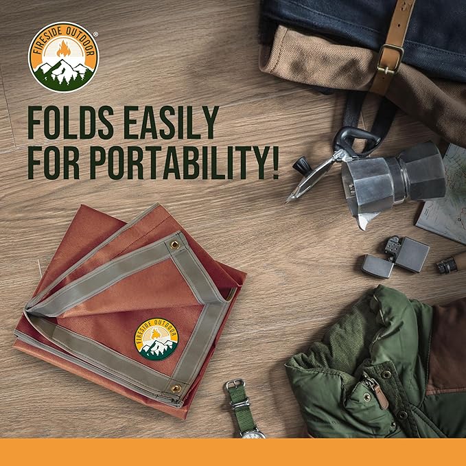 Fireside Outdoor Fire Pit Mats for Under Fire Pit - Grill Mats for Outdoor Grill, Fire Mat for Deck Protection, Fireproof Mat for Under Fire Pit, Outdoor Firepit Mat for Safe Use - Ember Mat, 67"x60"