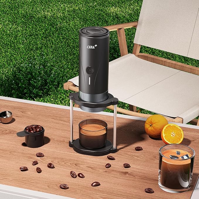 CERA+ Portable Espresso Maker Pro Version Self-Heating Professional-Level Mini Coffee Machine Compatiable with Ultra-Fine Grind For Travel,Camping,Hiking