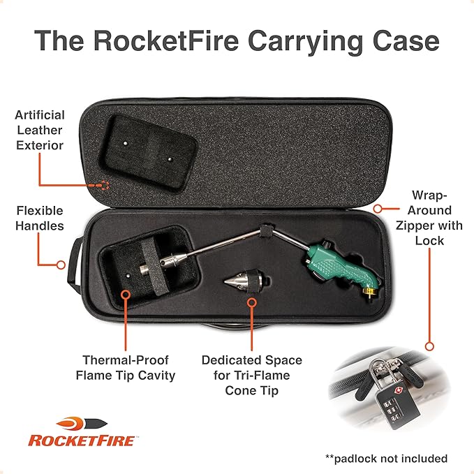 Green Fire Starter Torch | Atlas | Charcoal Starter | Tri-Flame Tip | Propane & MAP/PRO Compatible | Case Included