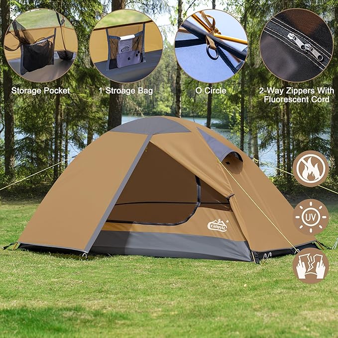1 Person Backpacking Tent, Lightweight Compact Single Person Tent, Waterproof Windproof One Man Tent for Camping Hiking