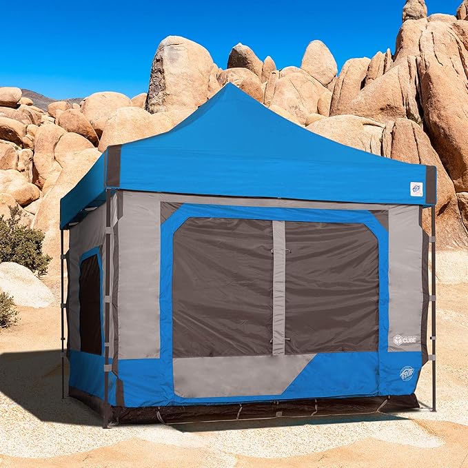 E-Z UP Camping Cube 6.4, Converts 10' Straight Leg Canopy into Camping Tent, Royal Blue (Canopy/Shelter NOT Included)