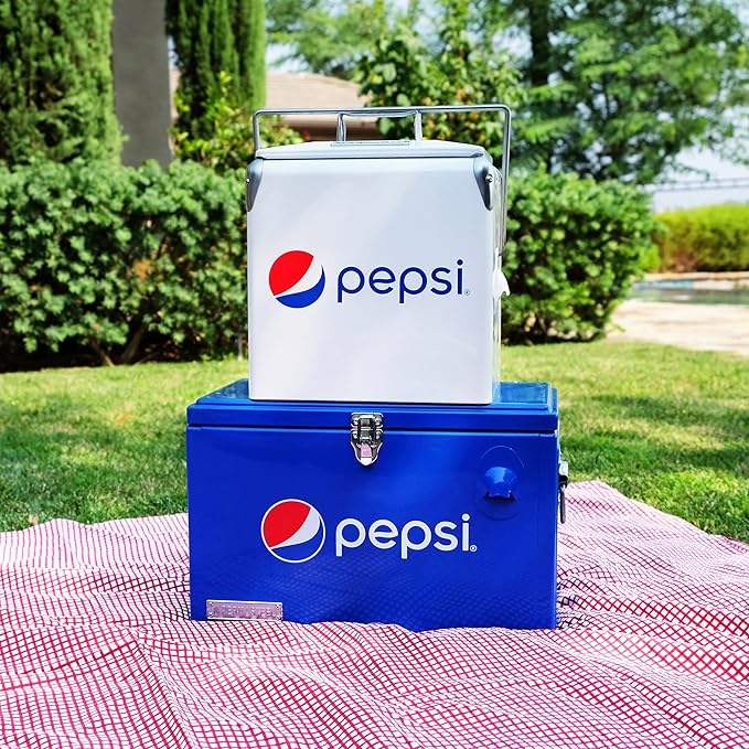 Permasteel PS-A205-14PE-WT Picnic Cooler, 14 Quart, Pepsi White