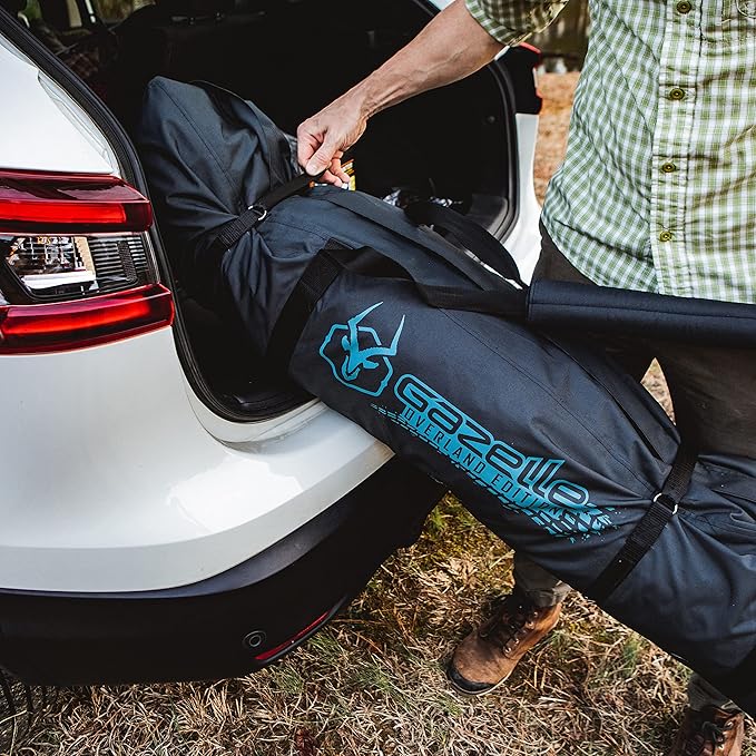 Gazelle Tents™ T3X Hub Tent Overland Edition, Easy 90 Second Set-Up, Waterproof, UV Resistant, Removable Floor, Footprint, 3-Person, Pacific Blue, 68" x 76" x 82", GT302PB