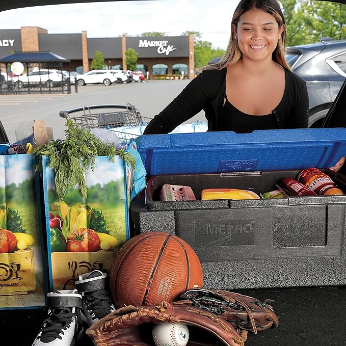 METRO Mightylite ML180-BU Top-Load Insulated Food Carrier - Professional-Grade Multipurpose Pan Carrier, Insulated Cooler and Catering Food Warmer - 30 qt or 3 Pan Capacity - Blue