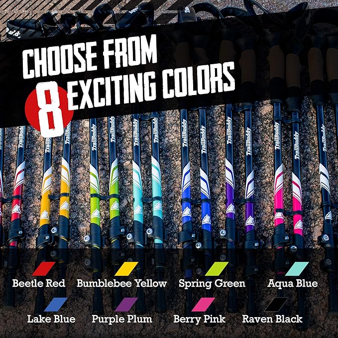 TrailBuddy Trekking Poles - Lightweight, Collapsible Hiking Poles for Snowshoe & Backpacking Gear - Pair of 2 Walking Sticks for Hiking, 7075 Aluminum with Cork Grip