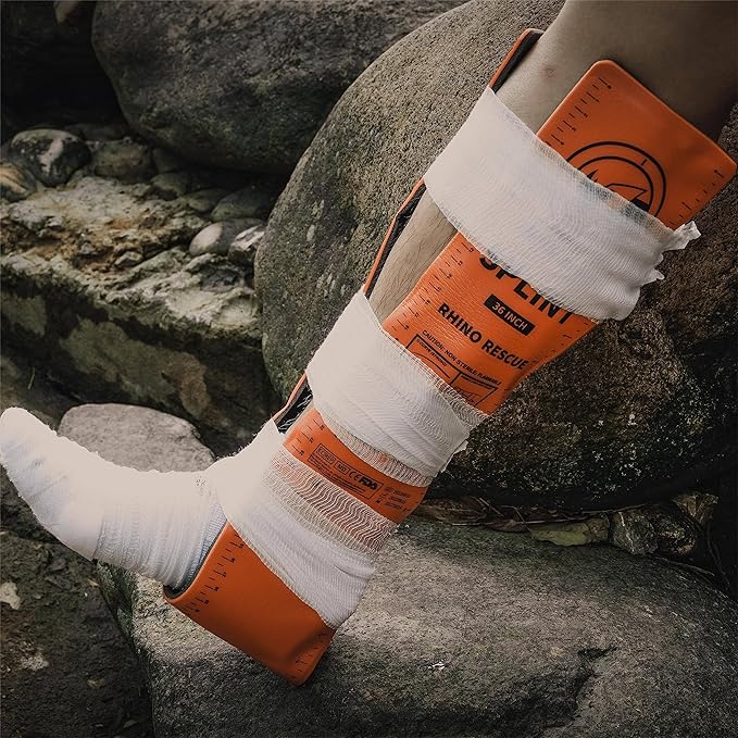 RHINO RESCUE First Aid Splint 36" X 4.3" Orange-Gray, Keep Bones in Position (2, Folded)