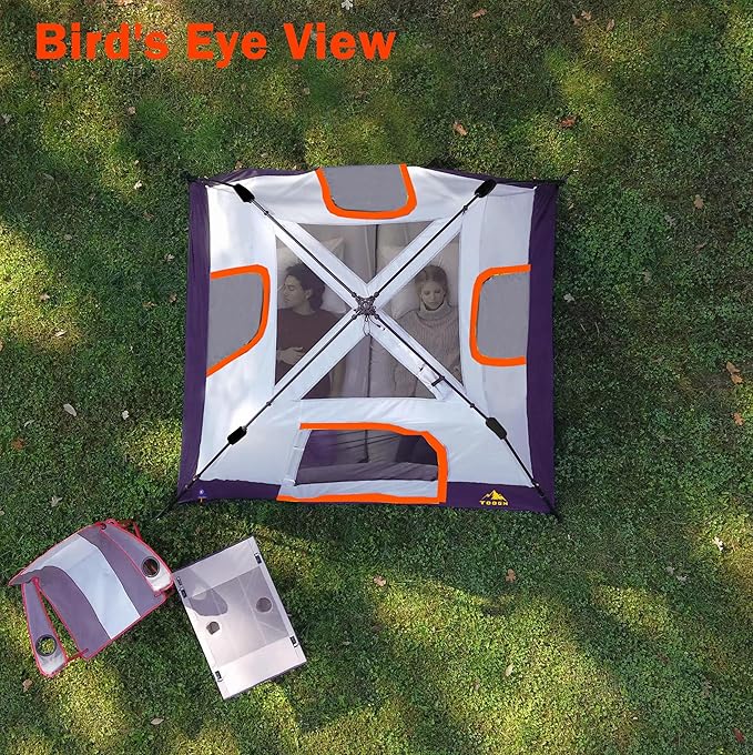 3/4 Person/6 Person Camping Tent Fast Cabin Tent with Instant Setup Tent, Weatherproof Tent Easy Quick Set Up & Pop Up in 60 Seconds with Rainfly Backpack for Family Camping,Upgraded Ventilation