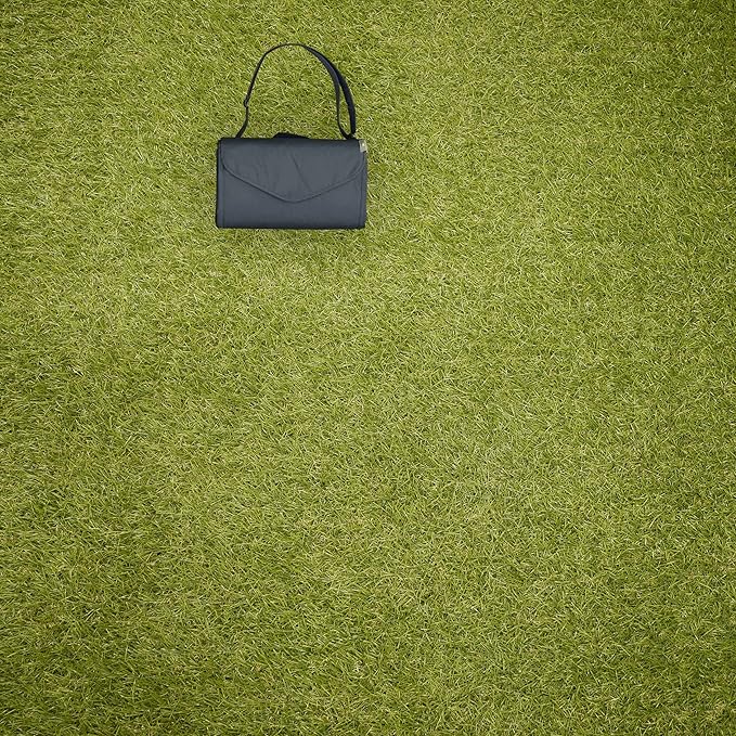 Little Unicorn 5'x10' XL Outdoor Family Picnic & Beach Blanket | Durable & Water-Resistant Fabric | Compact Fold & Easily Wipes Clean | Zipper Pocket (Navy Plaid)