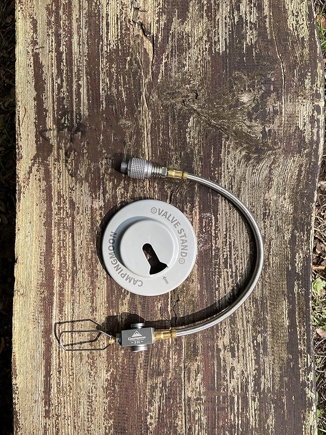 camping moon CAMPINGMOON 9.8-inch Multi-Function Gas Hose for EN417 Lindal Valve Screw-on Type Canister and Device Z21-25