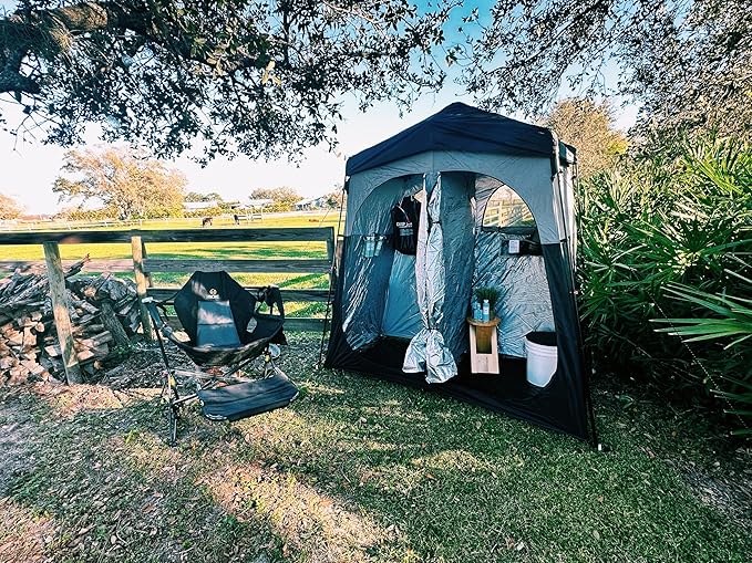 Nice C Camping Shower Tent, Instant Pop Up Changing Tent, Privacy Tent, Outdoor Shower Enclosure, Toilet Tent, Oversize (2 Room)