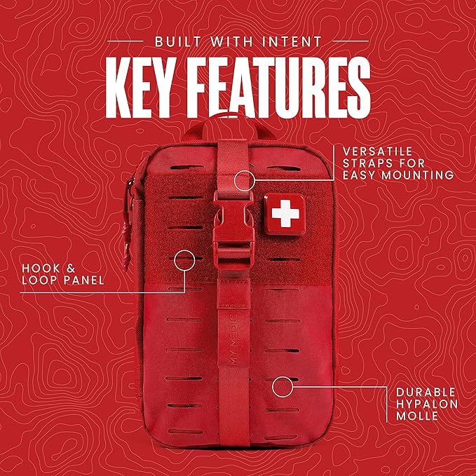 MY MEDIC MyFAK PRO Ifak First Aid Kit - 140 Life Saving Trauma and Medical Items - HSA FSA Eligible Survival Kit for Camping or Your Car - RED