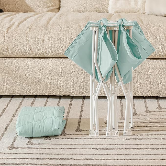 Regalo My Cot® Portable Toddler Bed, Seafoam, Includes a Quilted Water-Resistant Fitted Sheet, 75 lbs Weight Capacity, 48 inch by 24 inches